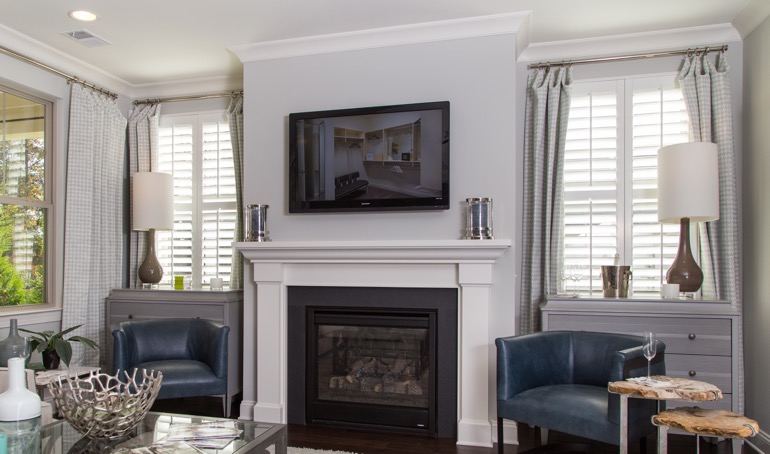 Boston mantle with white shutters.